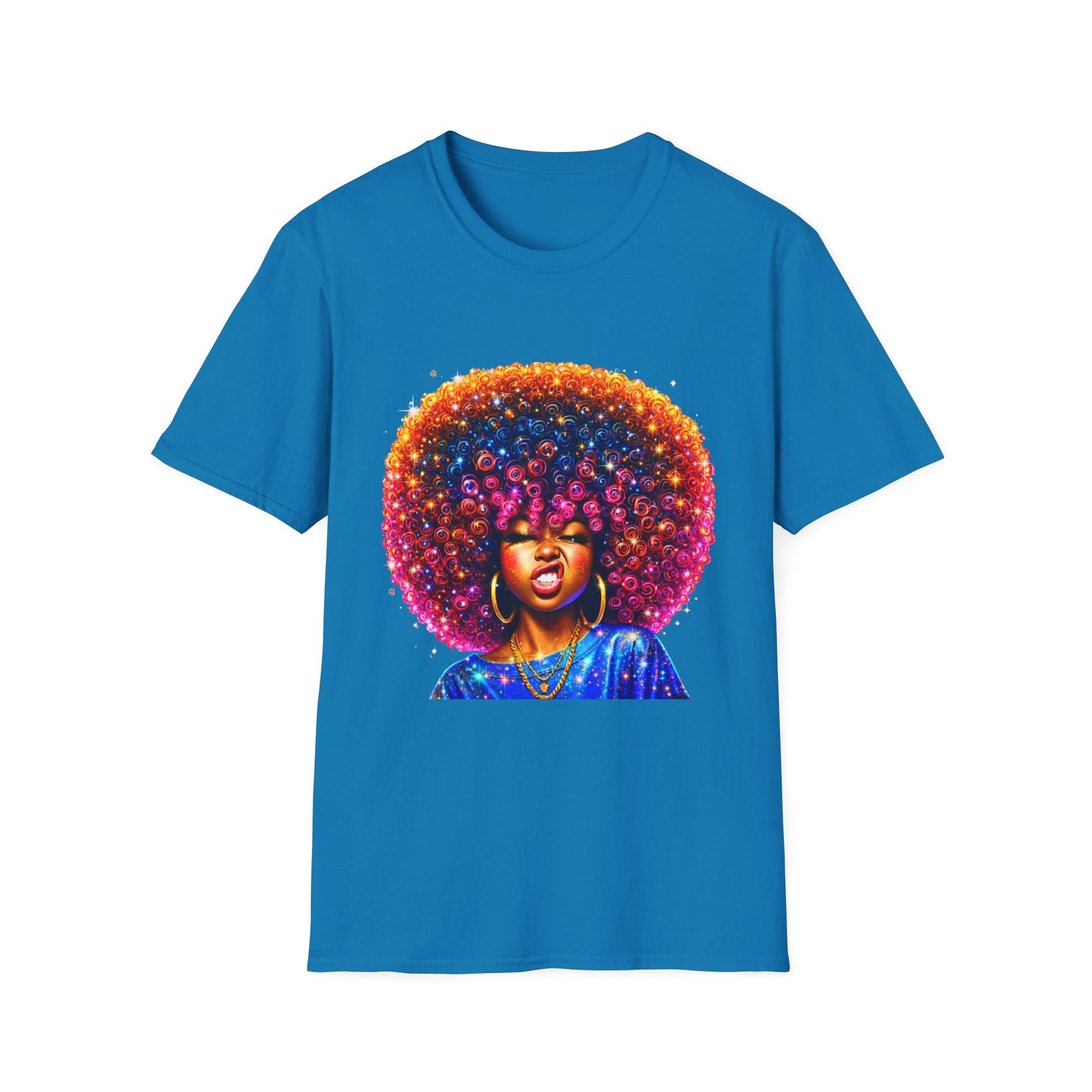 Afro Rainbow Soul T-Shirt — Colorful Afro Art Tee for Black Pride & Retro Vibe
