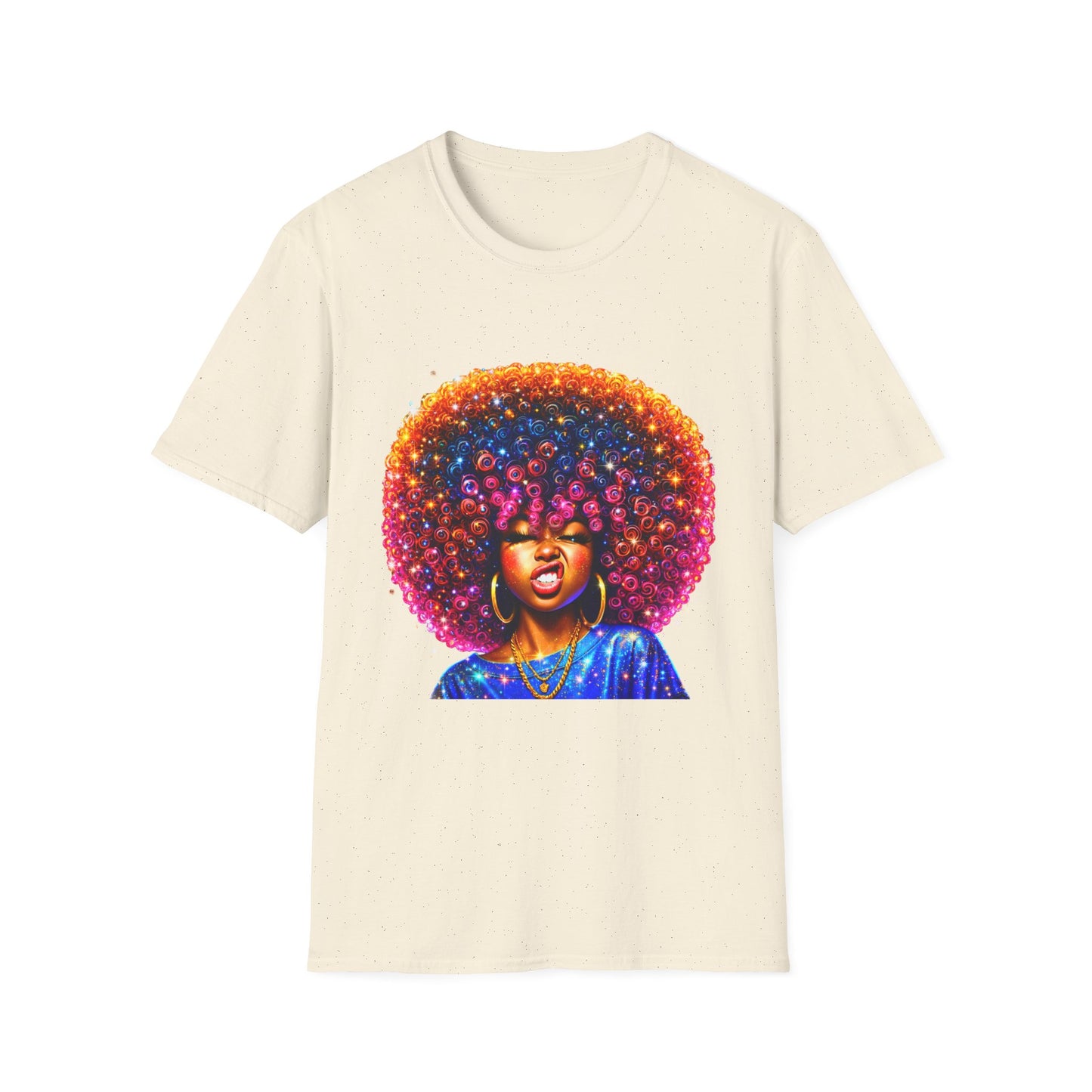 Afro Rainbow Soul T-Shirt — Colorful Afro Art Tee for Black Pride & Retro Vibe