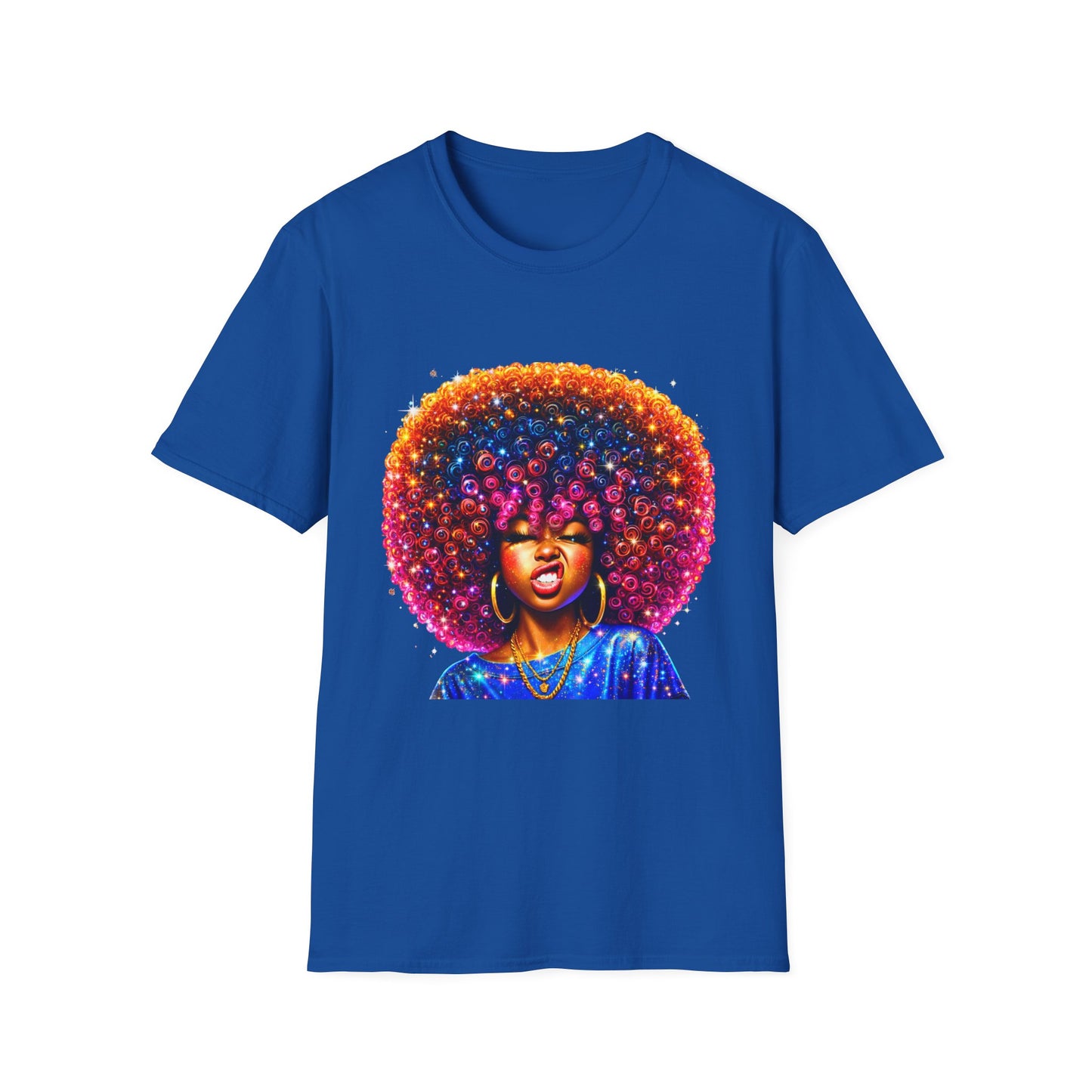 Afro Rainbow Soul T-Shirt — Colorful Afro Art Tee for Black Pride & Retro Vibe