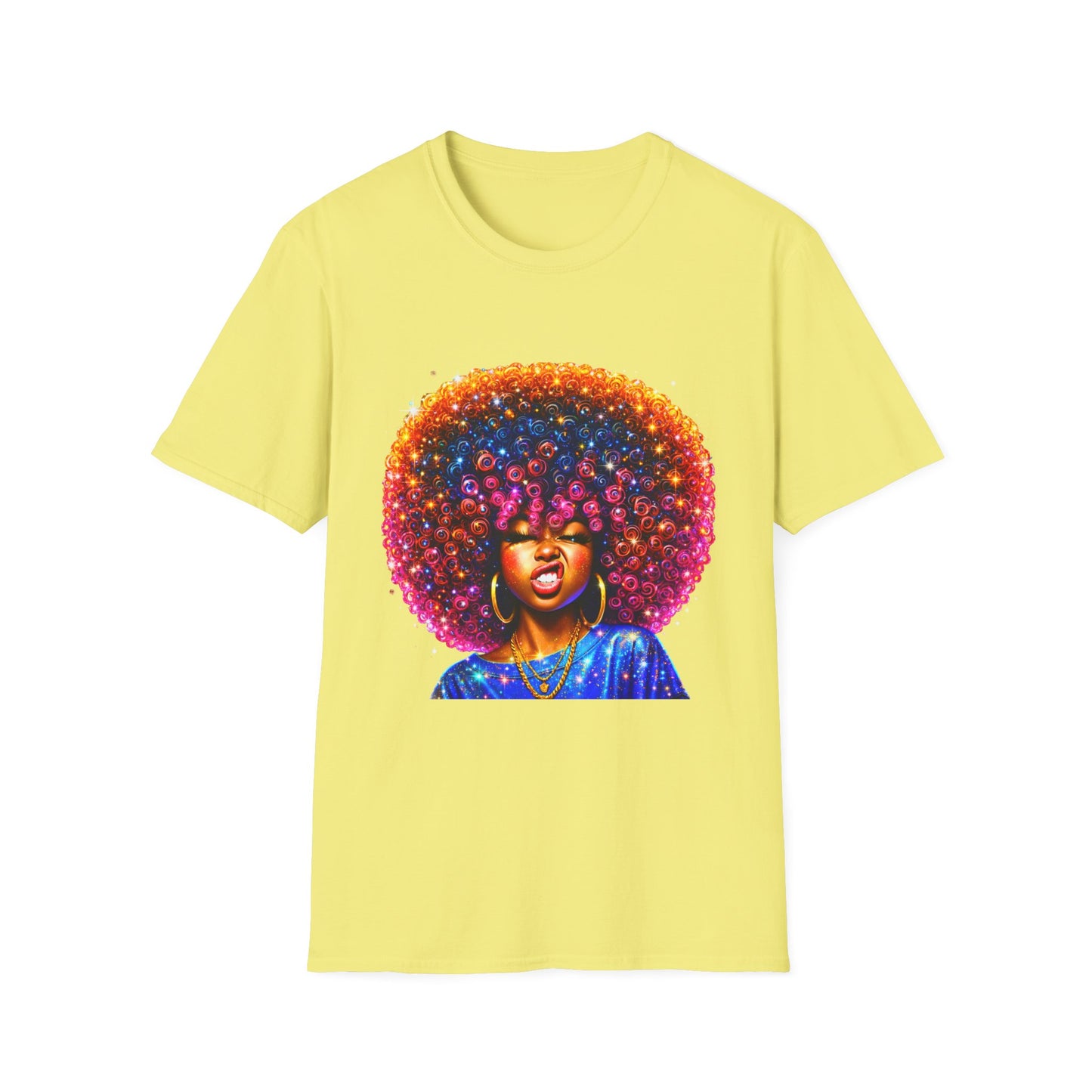 Afro Rainbow Soul T-Shirt — Colorful Afro Art Tee for Black Pride & Retro Vibe