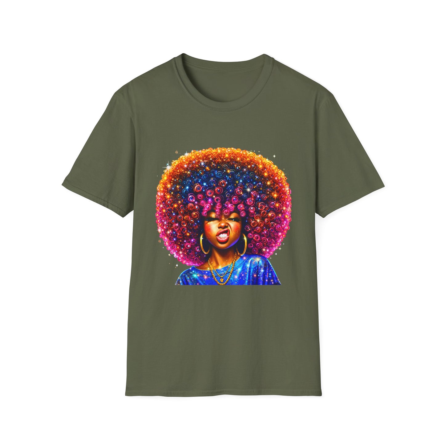 Afro Rainbow Soul T-Shirt — Colorful Afro Art Tee for Black Pride & Retro Vibe