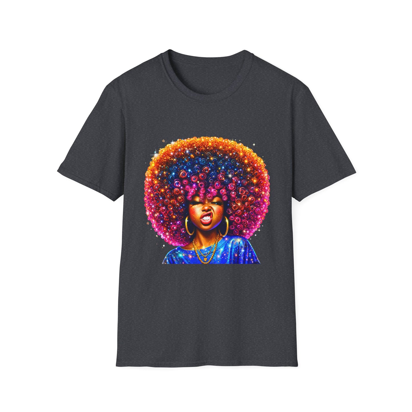 Afro Rainbow Soul T-Shirt — Colorful Afro Art Tee for Black Pride & Retro Vibe