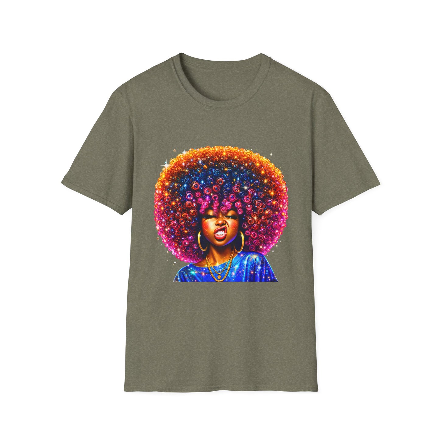 Afro Rainbow Soul T-Shirt — Colorful Afro Art Tee for Black Pride & Retro Vibe