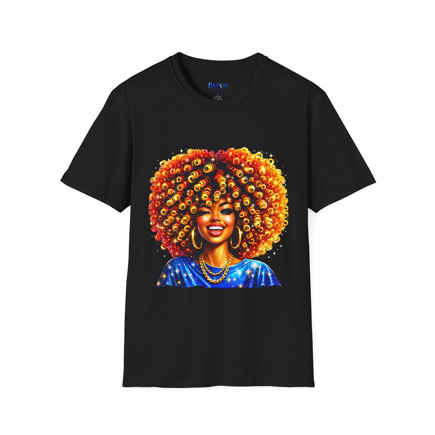 Vibrant Afro Queen Portrait Graphic Tee