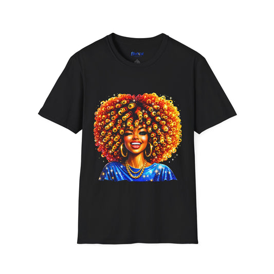 Vibrant Afro Queen Portrait Graphic Tee