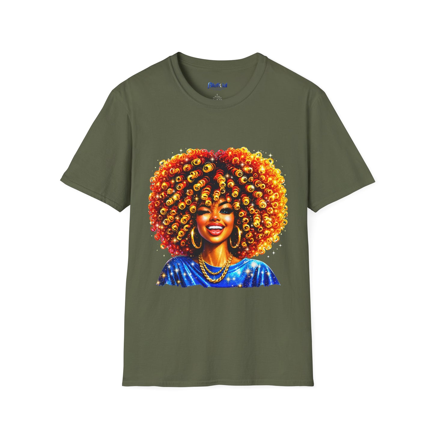 Vibrant Afro Queen Portrait Graphic Tee
