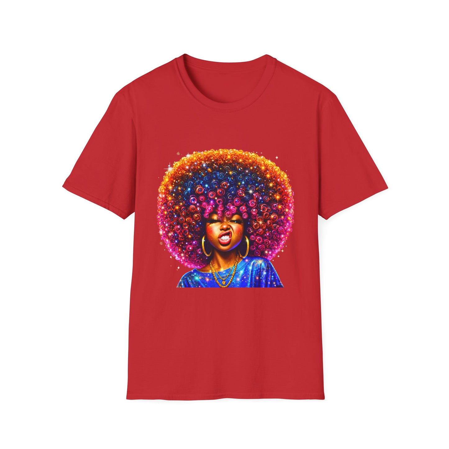 Afro Rainbow Soul T-Shirt — Colorful Afro Art Tee for Black Pride & Retro Vibe