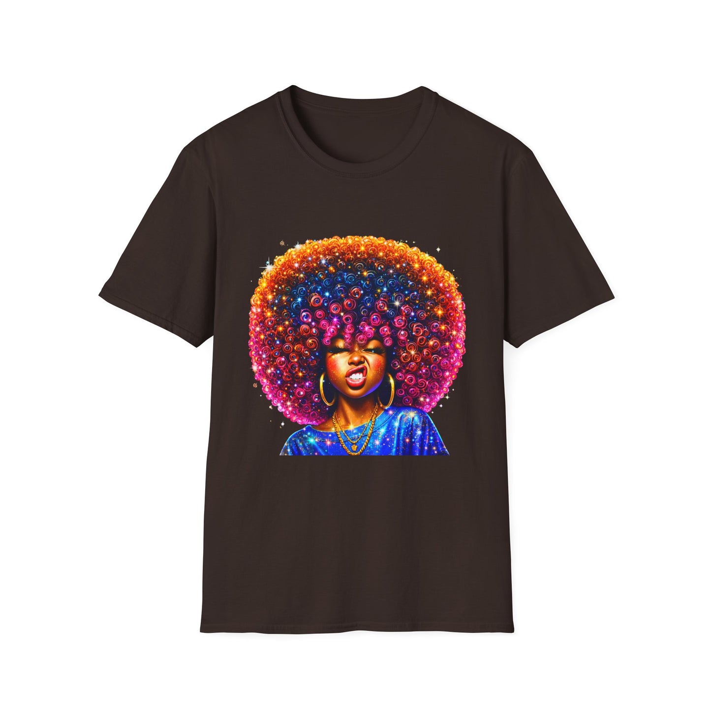 Afro Rainbow Soul T-Shirt — Colorful Afro Art Tee for Black Pride & Retro Vibe